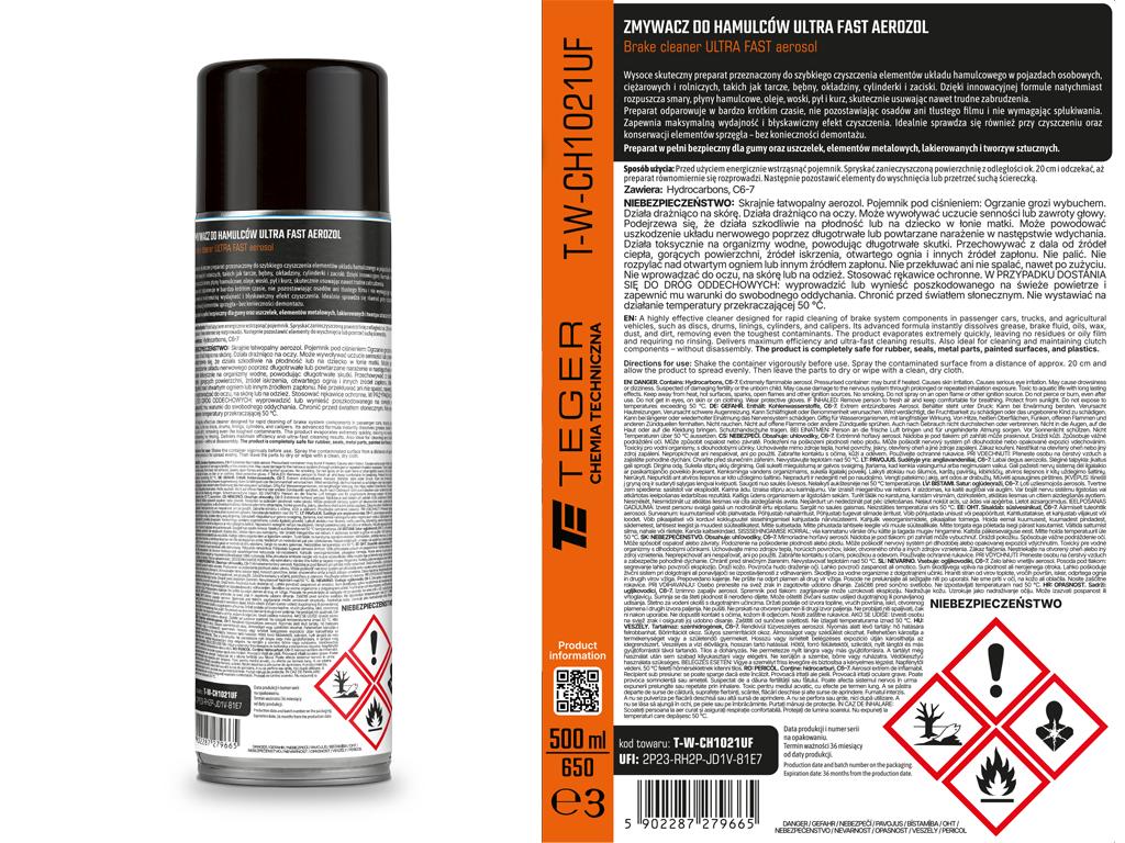 Zmywacz do hamulców ULTRA FAST, 500 ml, Teger