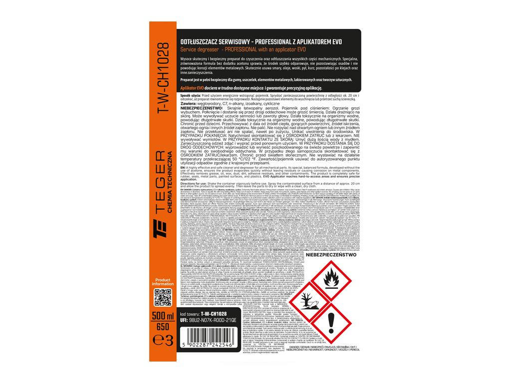 Odtłuszczacz serwisowy PROFESSIONAL z aplikatorem EVO, 500ml, Teger
