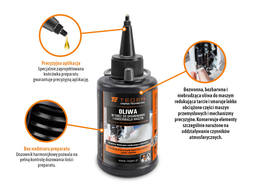 Oliwa w tubce - do smarowania i konserwacji maszyn, 70 ml, Teger (Pakowane po 12 szt)