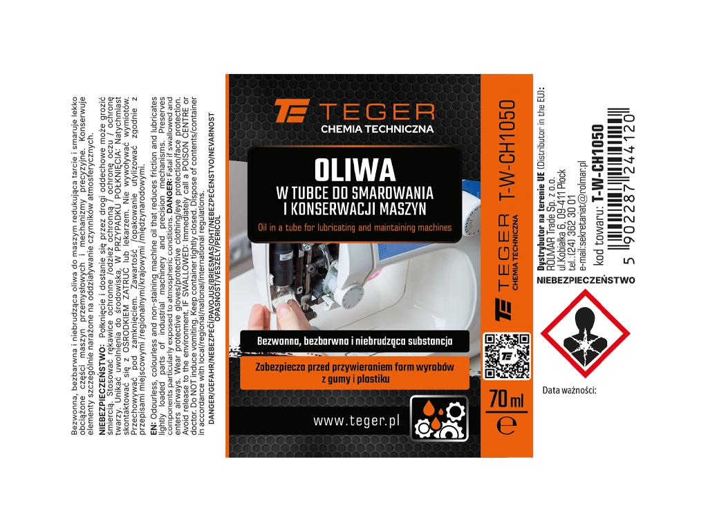 Oliwa w tubce - do smarowania i konserwacji maszyn, 70 ml, Teger (Pakowane po 12 szt)