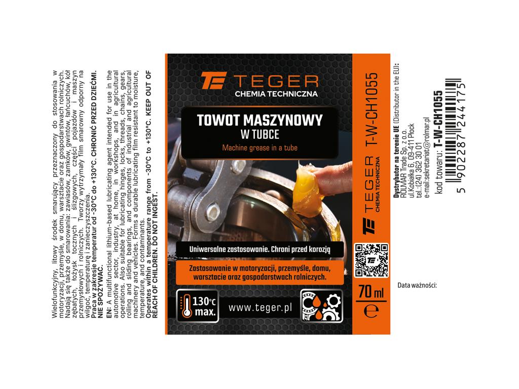 Towot maszynowy w tubce, 70 ml, Teger (Pakowane po 12 szt)