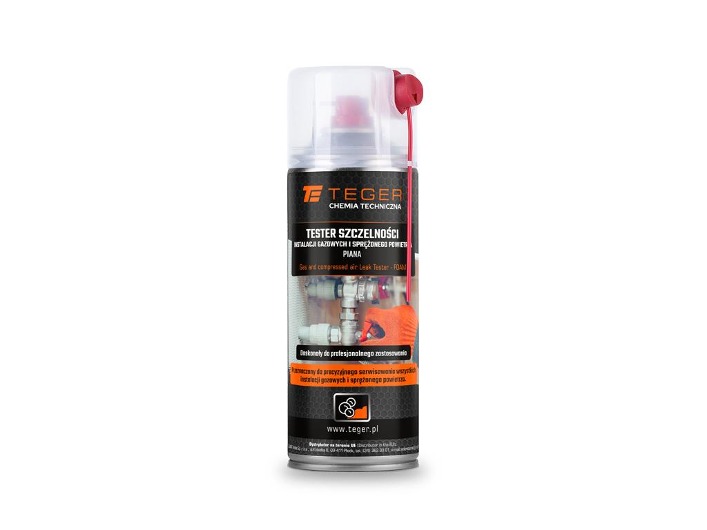 Tester szczelności instalacji gazowych  i sprężonego powietrza - piana, 400 ml, Teger