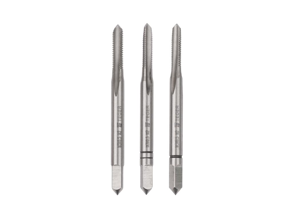Komplet gwintowników ręcznych PROFESSIONAL, M3x0,50 (3 szt), (zdzierający, pośredni, wykańczający), stal M2, Teger