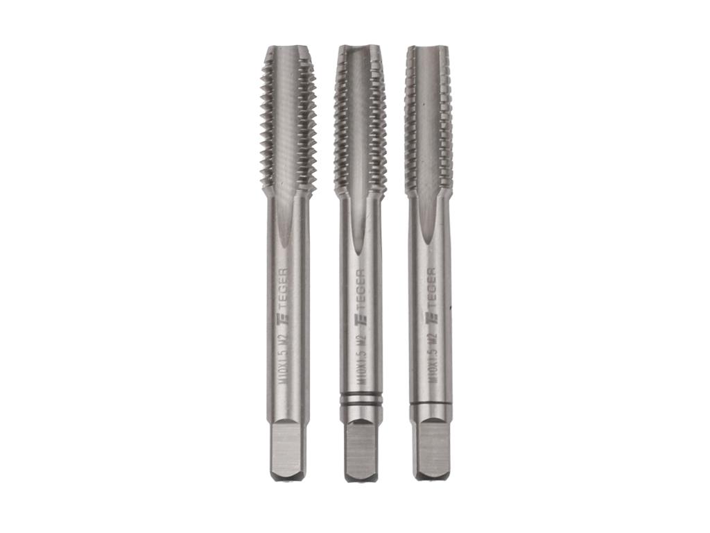 Komplet gwintowników ręcznych PROFESSIONAL, M10x1,50 (3 szt), (zdzierający, pośredni, wykańczający), stal M2, Teger
