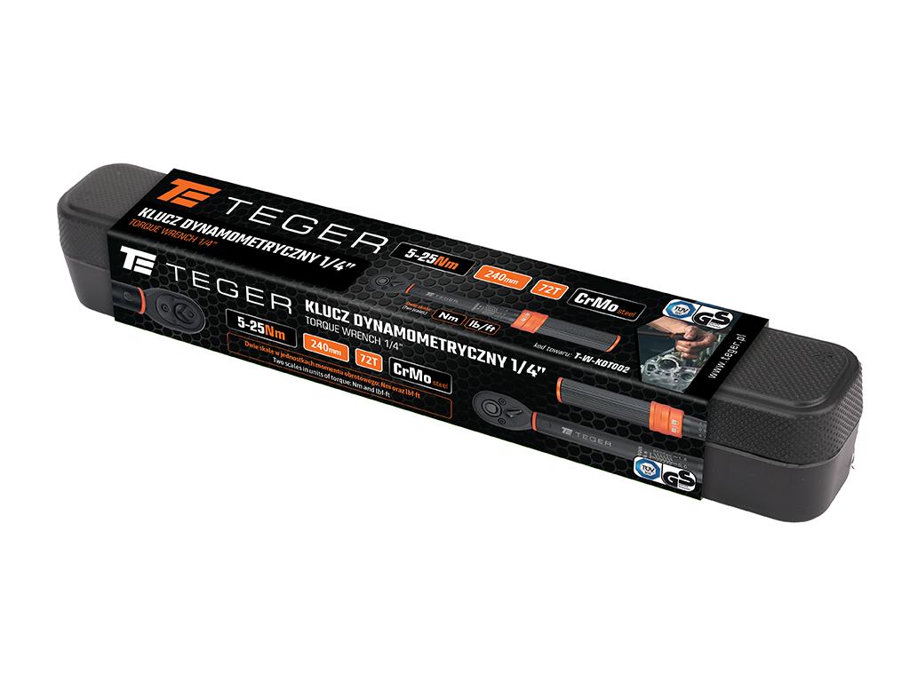 Klucz dynamometryczny, 1/4" 5-25Nm 72T / 240mm, Teger