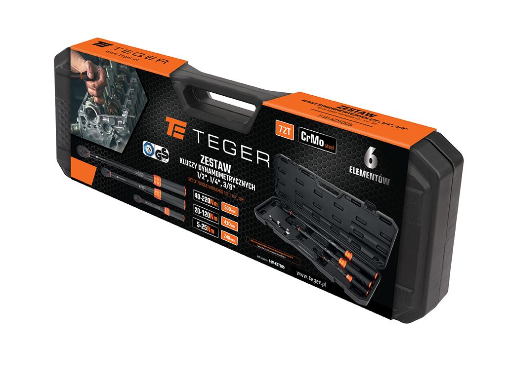 Zestaw kluczy dynamometrycznych, 1/2", 1/4",3/8" 72T  (3 szt), Teger