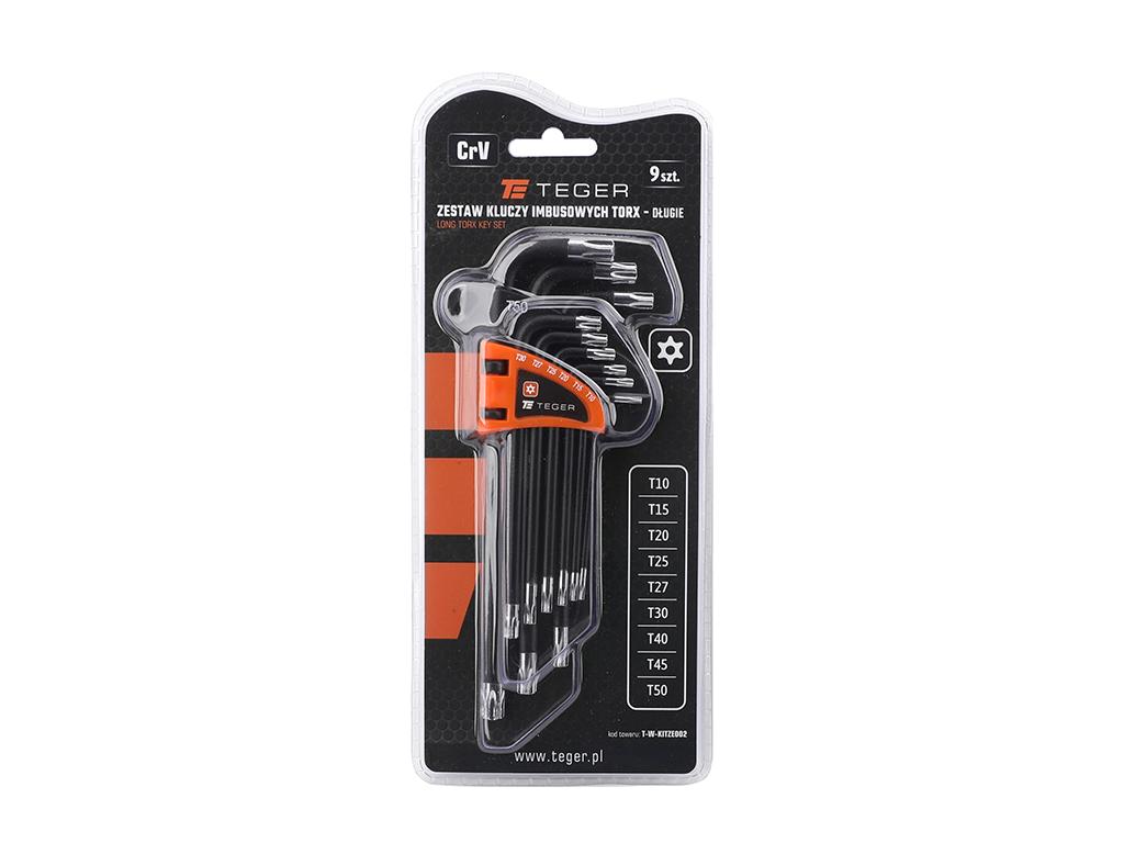 Zestaw kluczy imbusowych, TORX T10-T50 - DŁUGIE 9szt, Teger