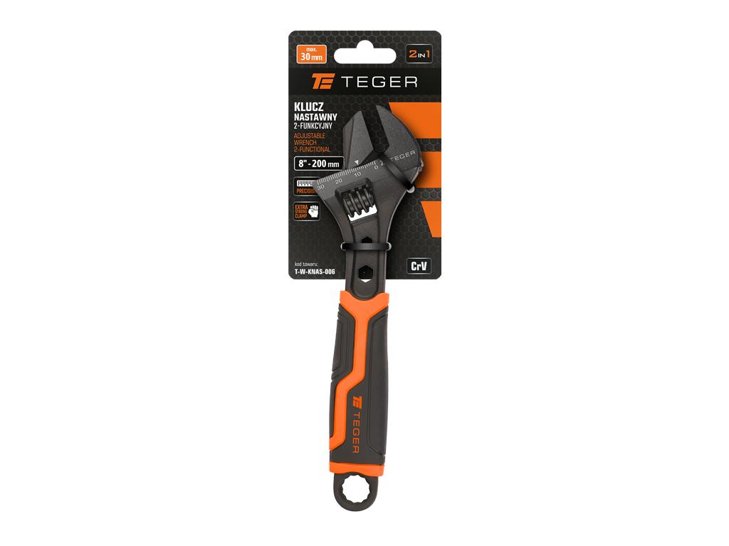 Klucz nastawny, 2-funkcyjny 8" 200 mm, Teger