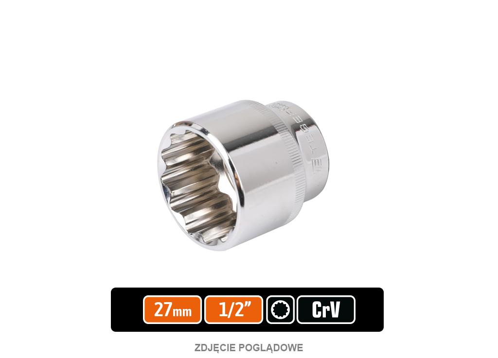 Klucz nasadowy 1/2" dwunastokątny 27 mm, CR-V, Teger