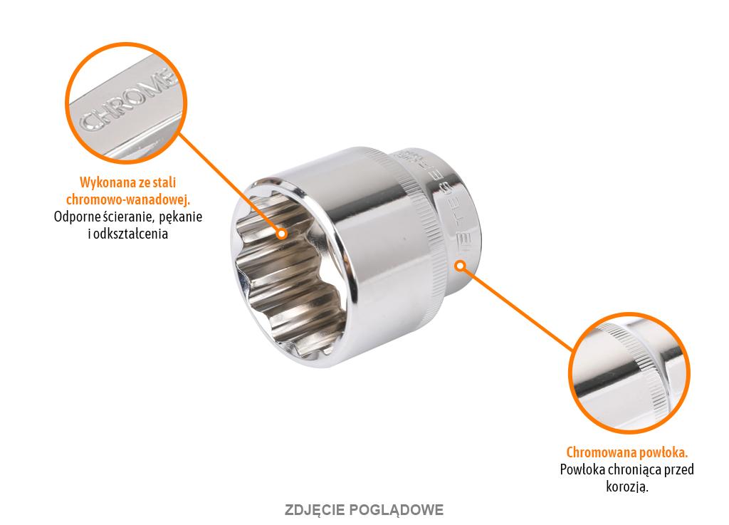 Klucz nasadowy 1/2" dwunastokątny 29 mm, CR-V, Teger