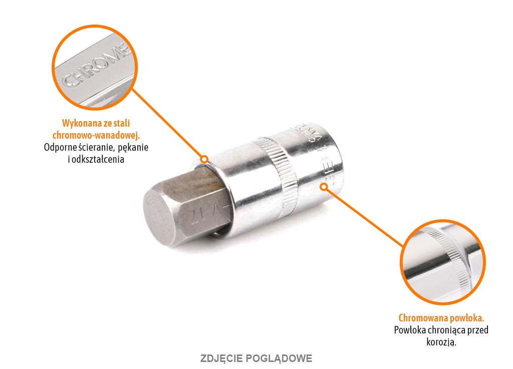 Klucz nasadowy 1/2" z bitem HEX H4x55 mm, S2/CR-V, Teger