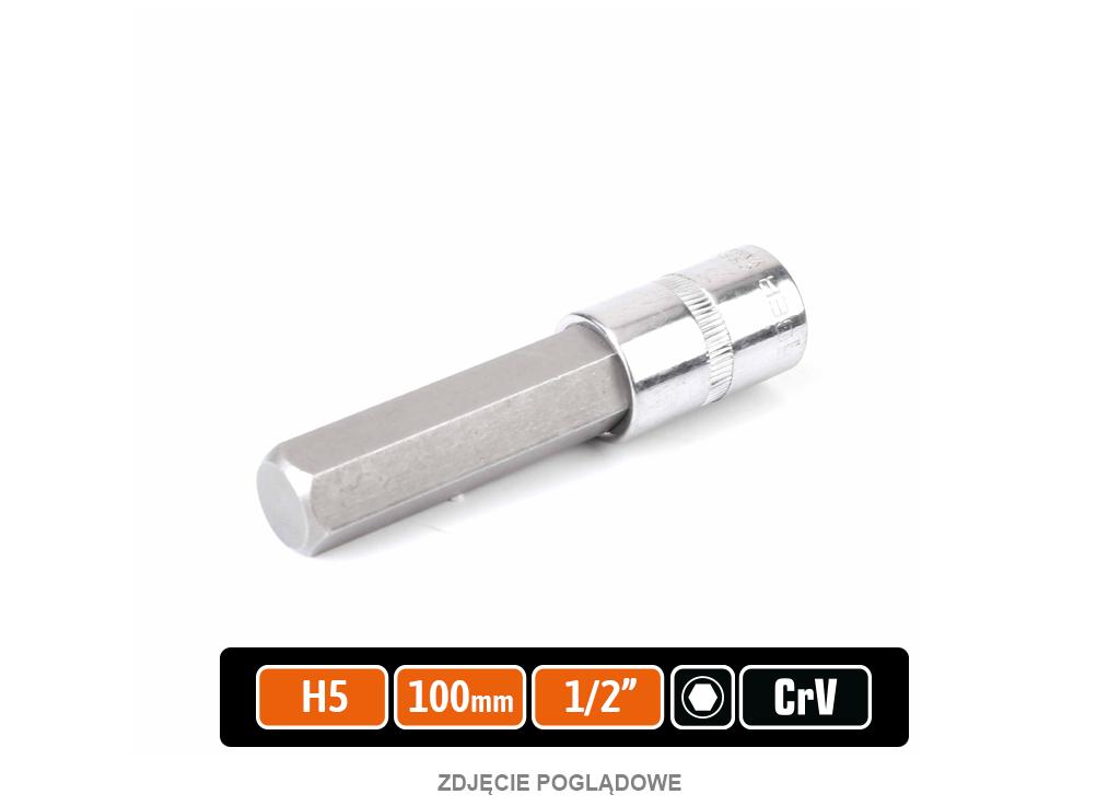 Klucz nasadowy 1/2" z bitem HEX H5x100 mm, S2/CR-V, Teger