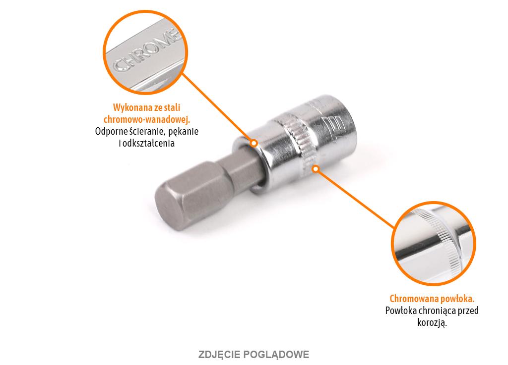 Klucz nasadowy 1/4" z bitem HEX H5x37 mm, S2/CR-V, Teger