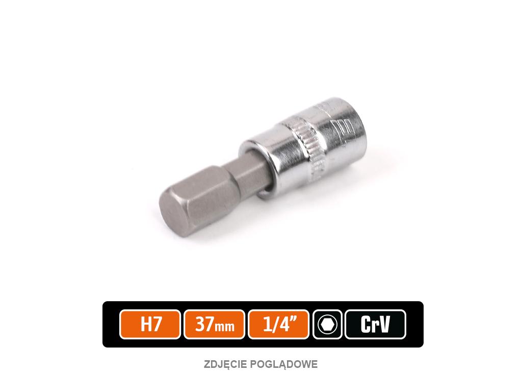 Klucz nasadowy 1/4" z bitem HEX H7x37 mm, S2/CR-V, Teger