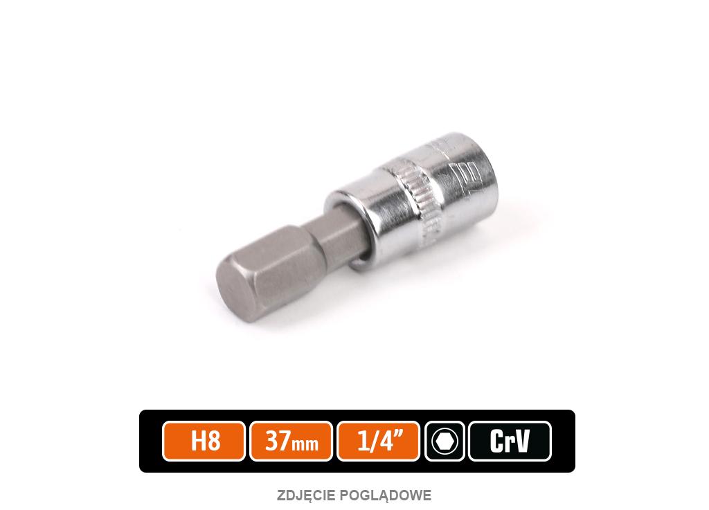 Klucz nasadowy 1/4" z bitem HEX H8x37 mm, S2/CR-V, Teger