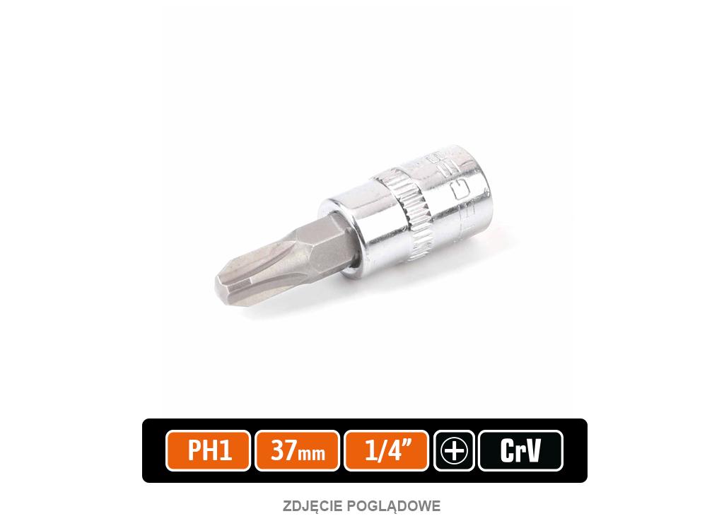 Klucz nasadowy 1/4" z bitem PH 1x37 mm, S2/CR-V, Teger