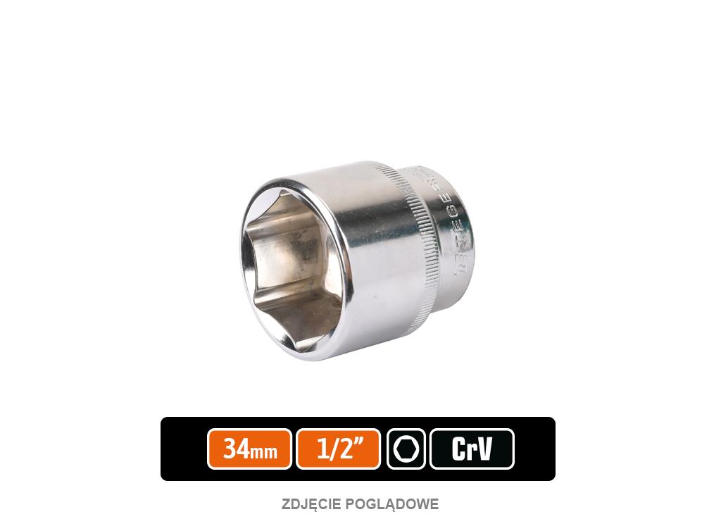 Klucz nasadowy 1/2" sześciokątny 34 mm, CR-V, Teger