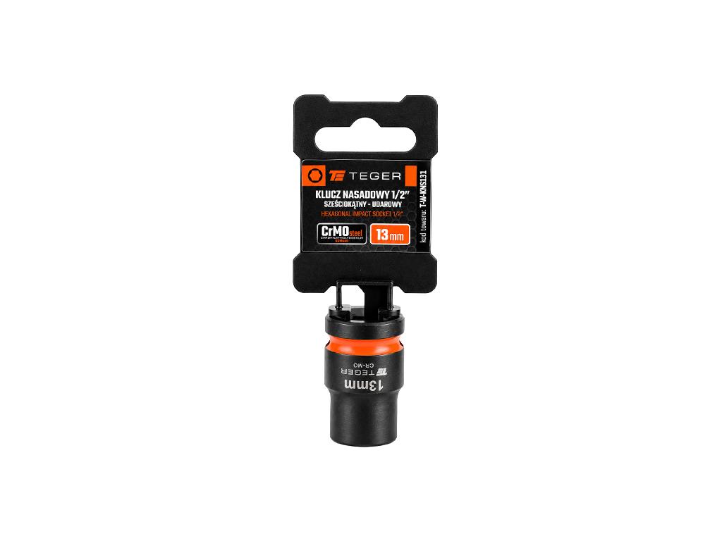 Klucz nasadowy udarowy 1/2" sześciokątny, 13 mm, Cr-Mo, Teger