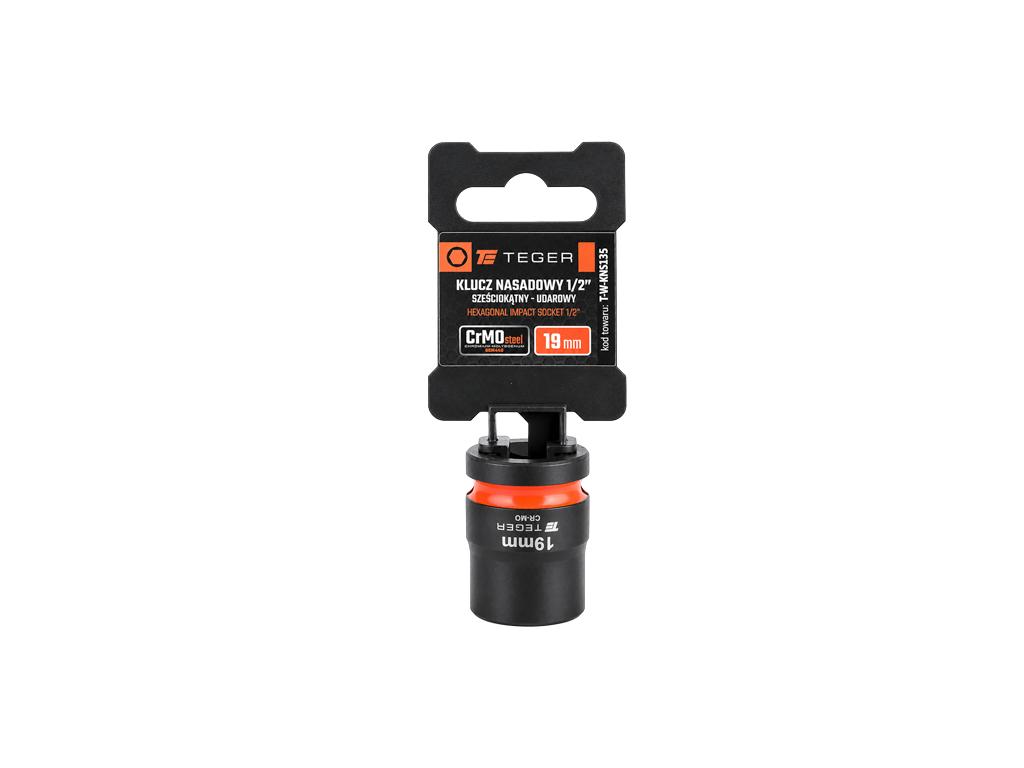 Klucz nasadowy udarowy 1/2" sześciokątny, 19 mm, Cr-Mo, Teger