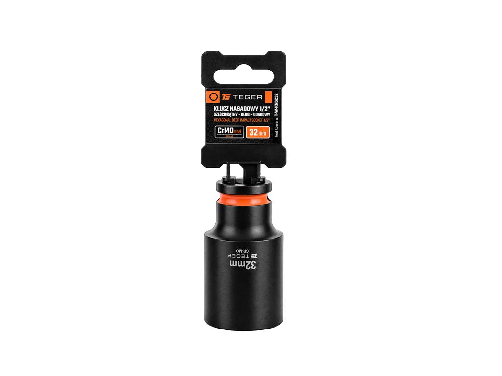 Klucz nasadowy udarowy 1/2" sześciokątny długi, 32 mm, Cr-Mo, Teger