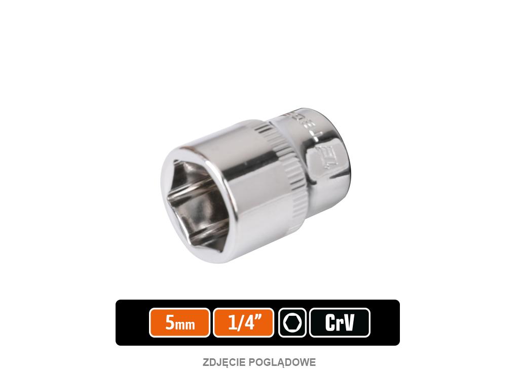 Klucz nasadowy 1/4" sześciokątny 5 mm, CR-V, Teger