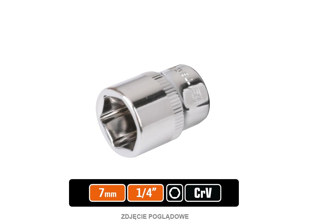 Klucz nasadowy 1/4" sześciokątny 7 mm, CR-V, Teger