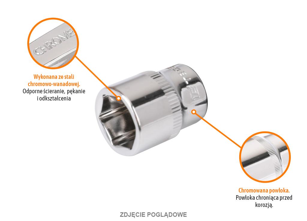 Klucz nasadowy 1/4" sześciokątny 10 mm, CR-V, Teger