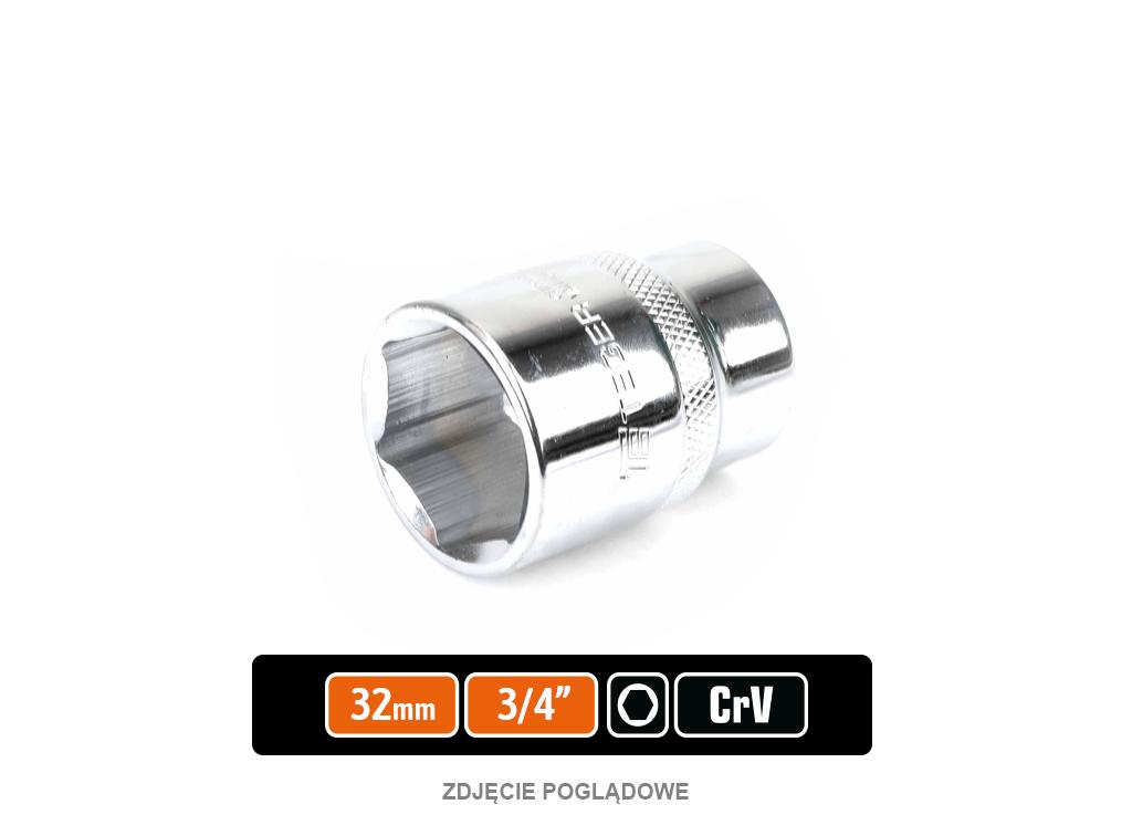 Klucz nasadowy 3/4" sześciokątny 32 mm, CR-V, Teger