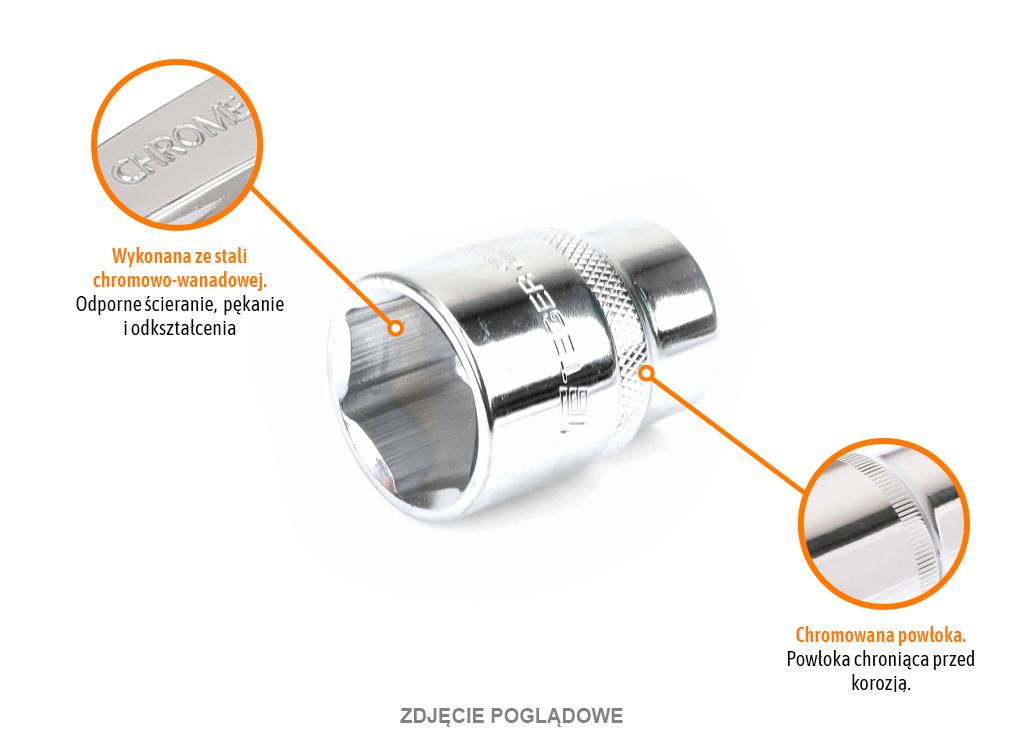 Klucz nasadowy 3/4" sześciokątny 32 mm, CR-V, Teger