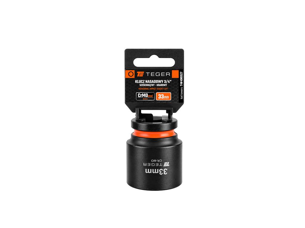 Klucz nasadowy udarowy 3/4" sześciokątny, 33 mm, Cr-Mo, Teger