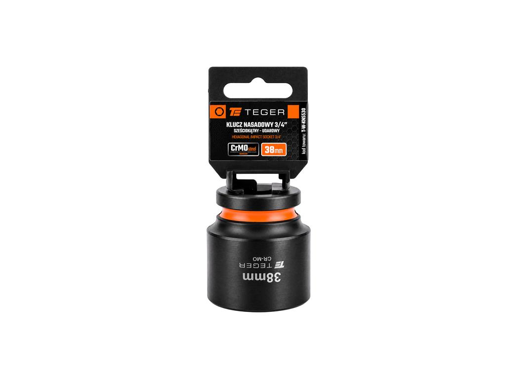 Klucz nasadowy udarowy 3/4" sześciokątny, 38 mm, Cr-Mo, Teger