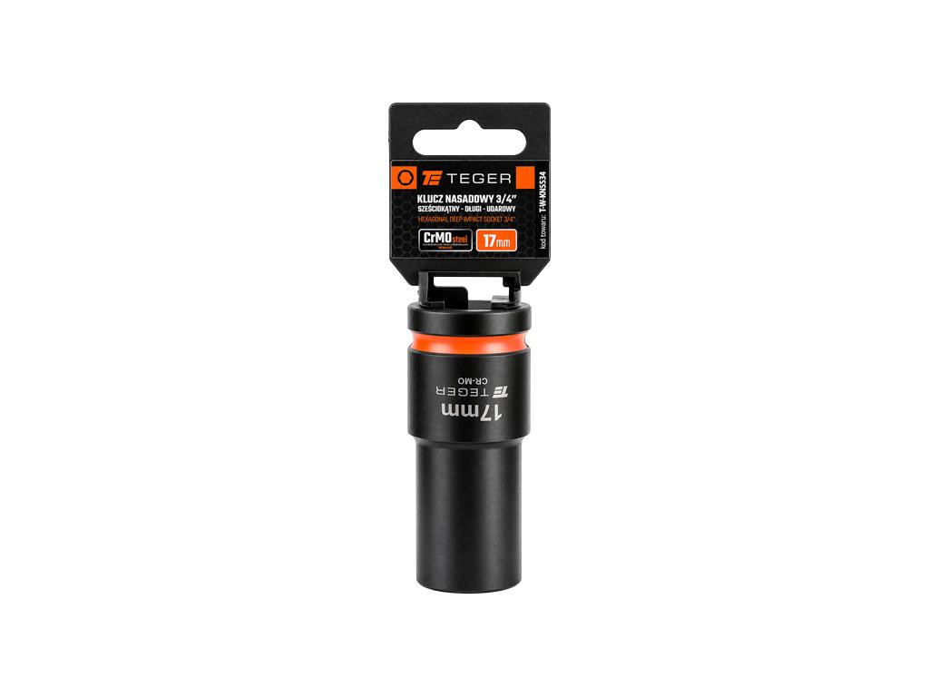 Klucz nasadowy udarowy 3/4" sześciokątny długi, 17 mm, Cr-Mo, Teger