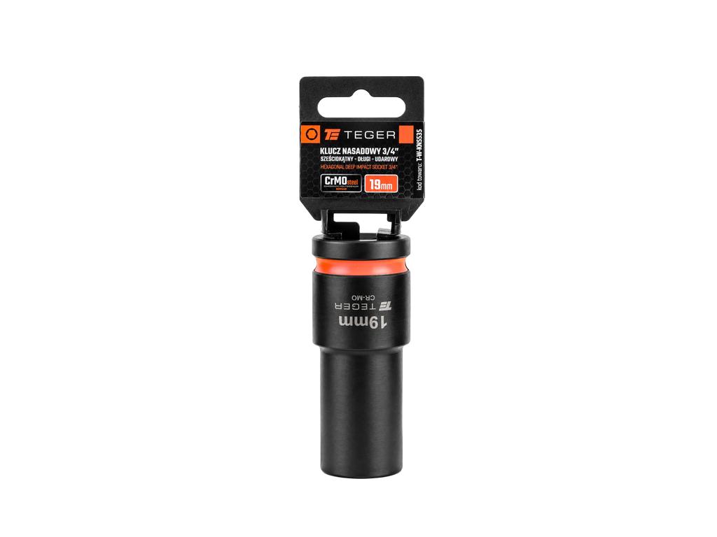 Klucz nasadowy udarowy 3/4" sześciokątny długi, 19 mm, Cr-Mo, Teger