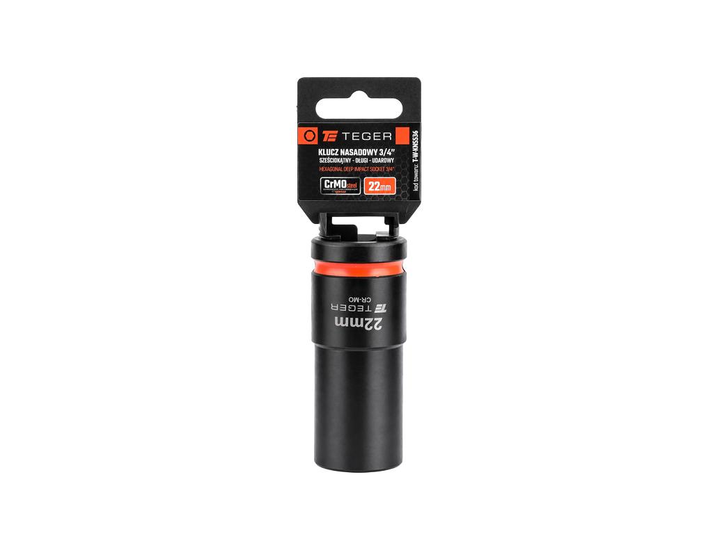 Klucz nasadowy udarowy 3/4" sześciokątny długi, 22 mm, Cr-Mo, Teger