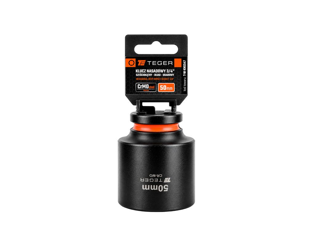 Klucz nasadowy udarowy 3/4" sześciokątny długi, 50 mm, Cr-Mo, Teger