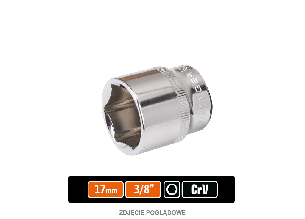 Klucz nasadowy 3/8" sześciokątny 17 mm, CR-V, Teger