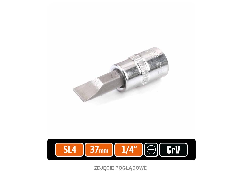 Klucz nasadowy 1/4" z bitem SL 4x37 mm, S2/CR-V, Teger