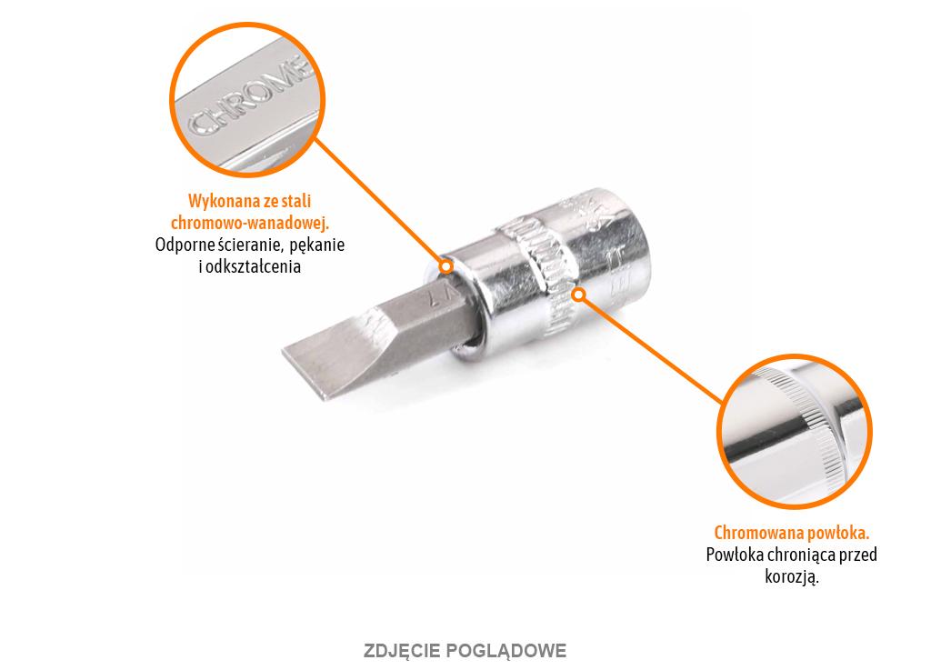Klucz nasadowy 1/4" z bitem SL 4x37 mm, S2/CR-V, Teger