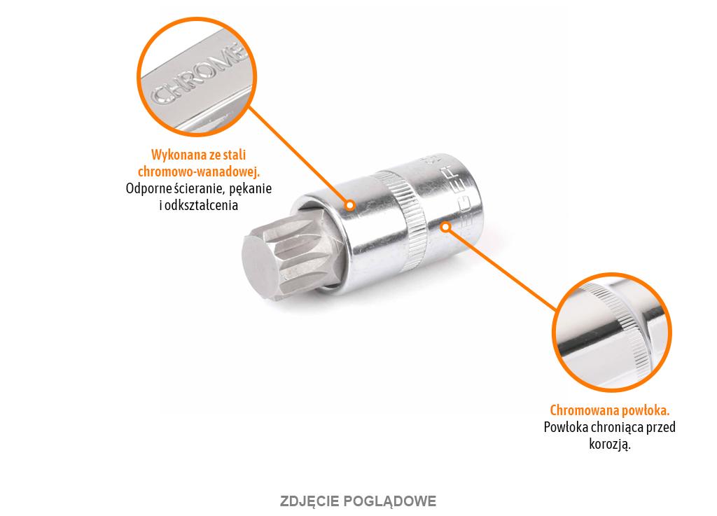 Klucz nasadowy 1/2" z bitem SPLINE M10x55 mm, S2/CR-V, Teger