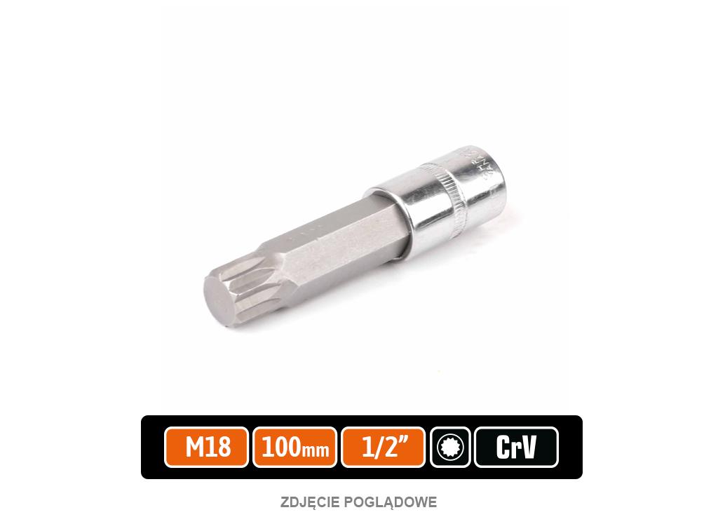Klucz nasadowy 1/2" z bitem SPLINE M18x100 mm, S2/CR-V, Teger