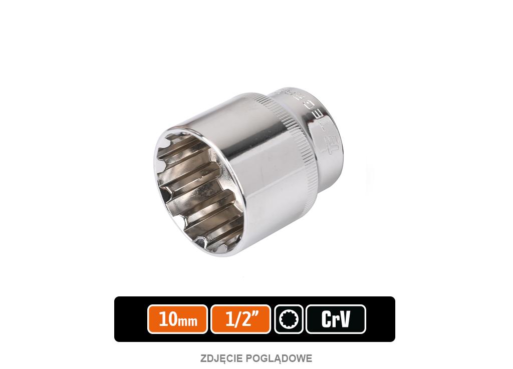 Klucz nasadowy 1/2" SPLINE 10 mm, CR-V, Teger
