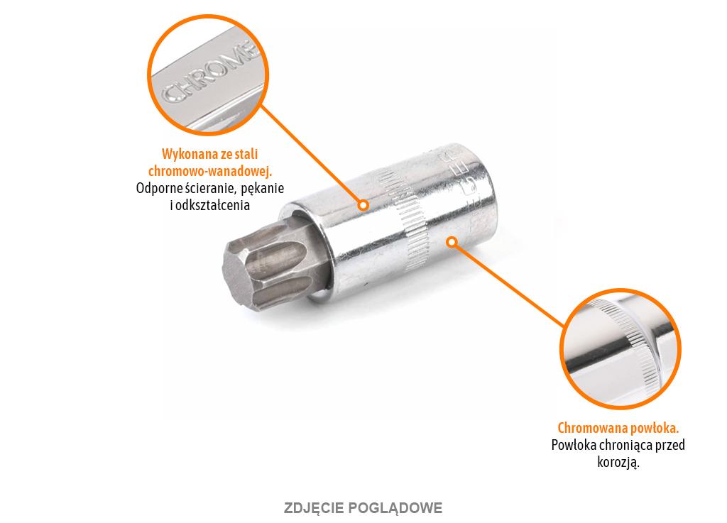 Klucz nasadowy 1/2" z bitem TORX T40x55 mm, S2/CR-V, Teger