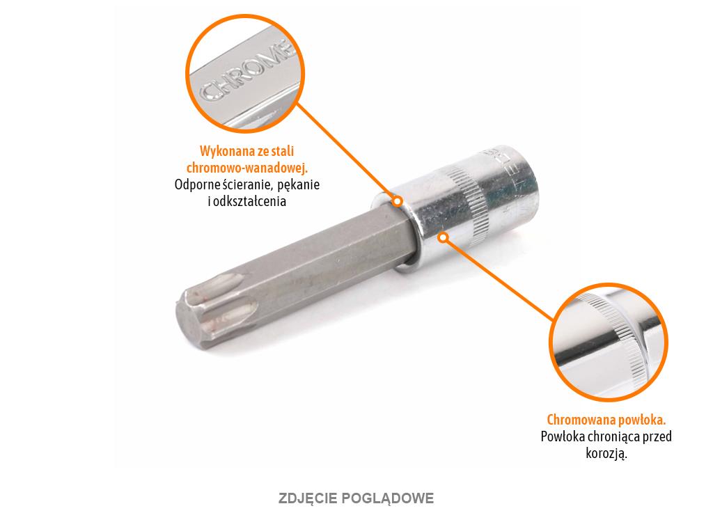 Klucz nasadowy 1/2" z bitem TORX T40x100 mm, S2/CR-V, Teger