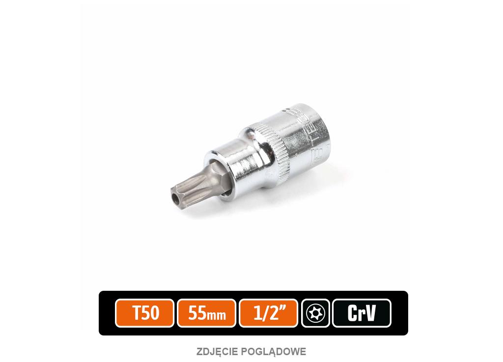 Klucz nasadowy 1/2" z bitem TORX T50x55 mm - z otworem, S2/CR-V, Teger
