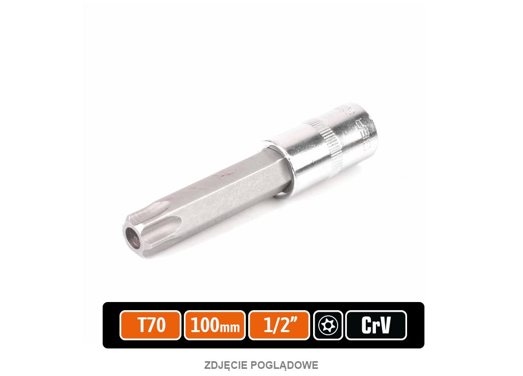 Klucz nasadowy 1/2" z bitem TORX T70x100 mm - z otworem, S2/CR-V, Teger
