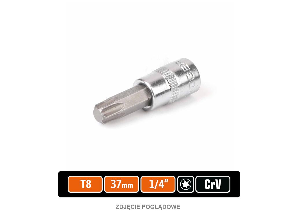Klucz nasadowy 1/4" z bitem TORX T8x37 mm, S2/CR-V, Teger