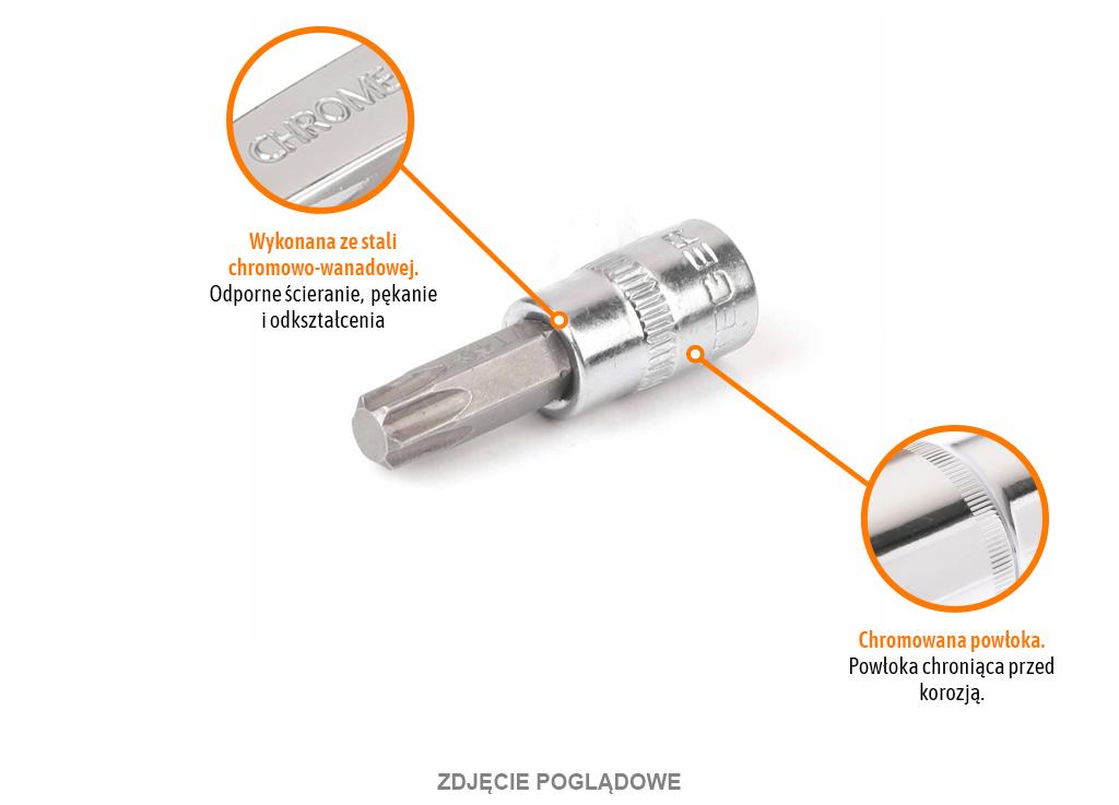 Klucz nasadowy 1/4" z bitem TORX T10x37 mm, S2/CR-V, Teger