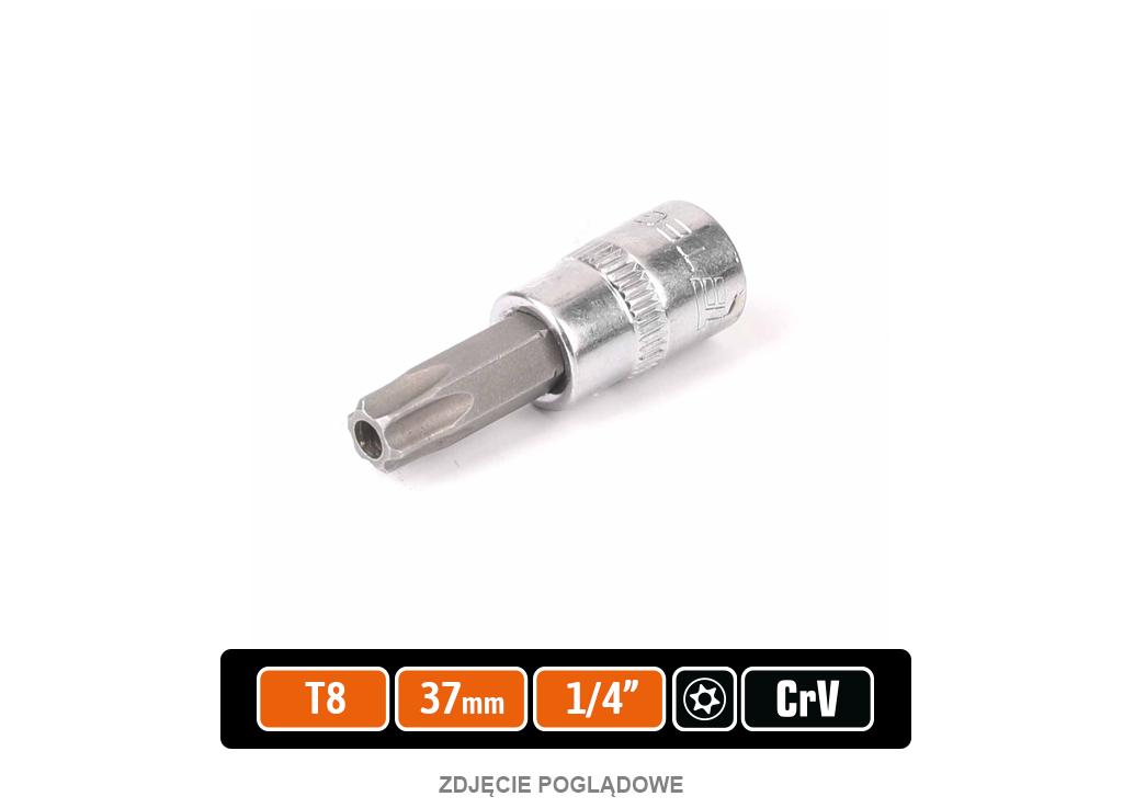 Klucz nasadowy 1/4" z bitem TORX T8x37 mm - z otworem, S2/CR-V, Teger