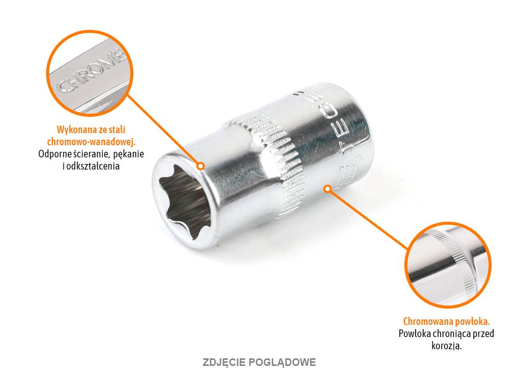 Klucz nasadowy 1/4" TORX E10, CR-V, Teger