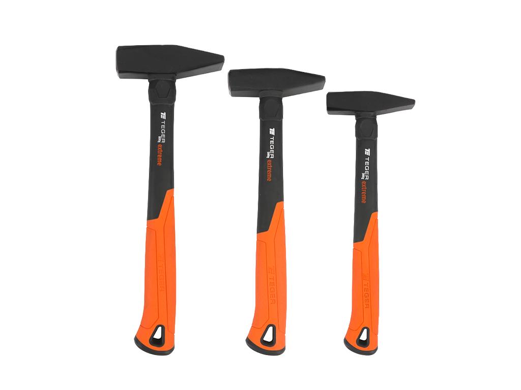 Zestaw młotków ślusarskich z trzonkiem fiberglass, (3 el.) 300 500 800 g Extreme, Teger